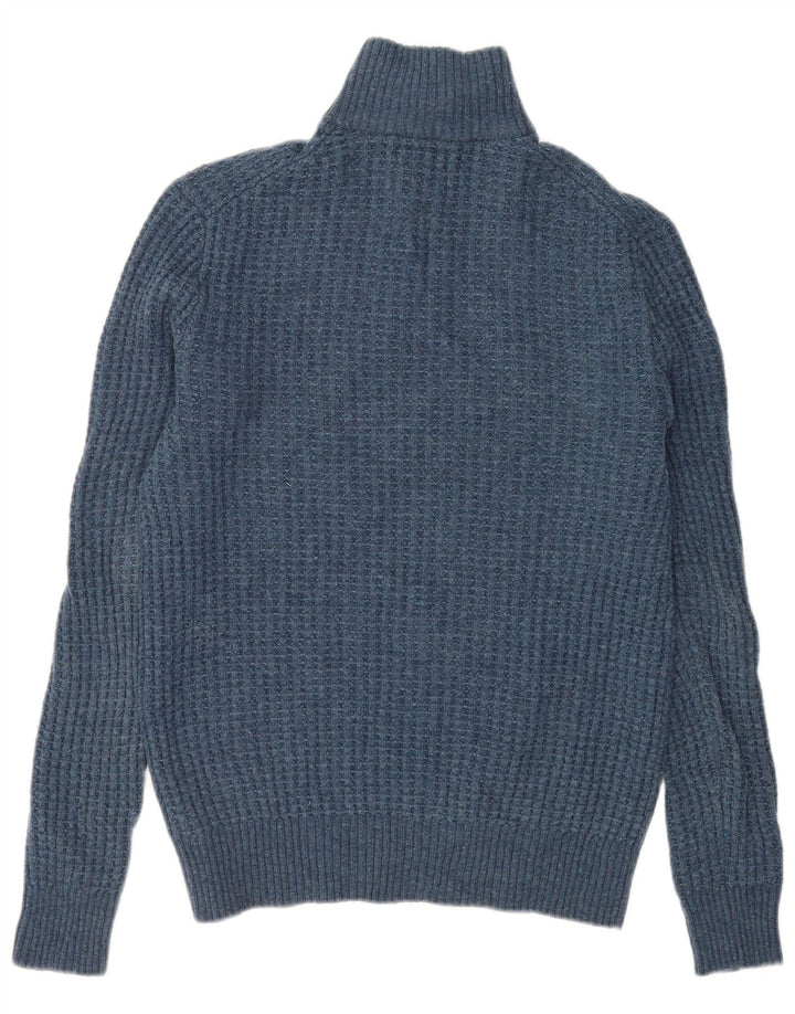Suéter masculino Gap com zíper e gola em lã de cordeiro azul pequeno