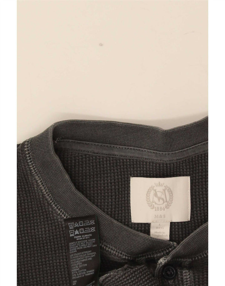 Top masculino Marks & Spencer manga comprida grande algodão cinza