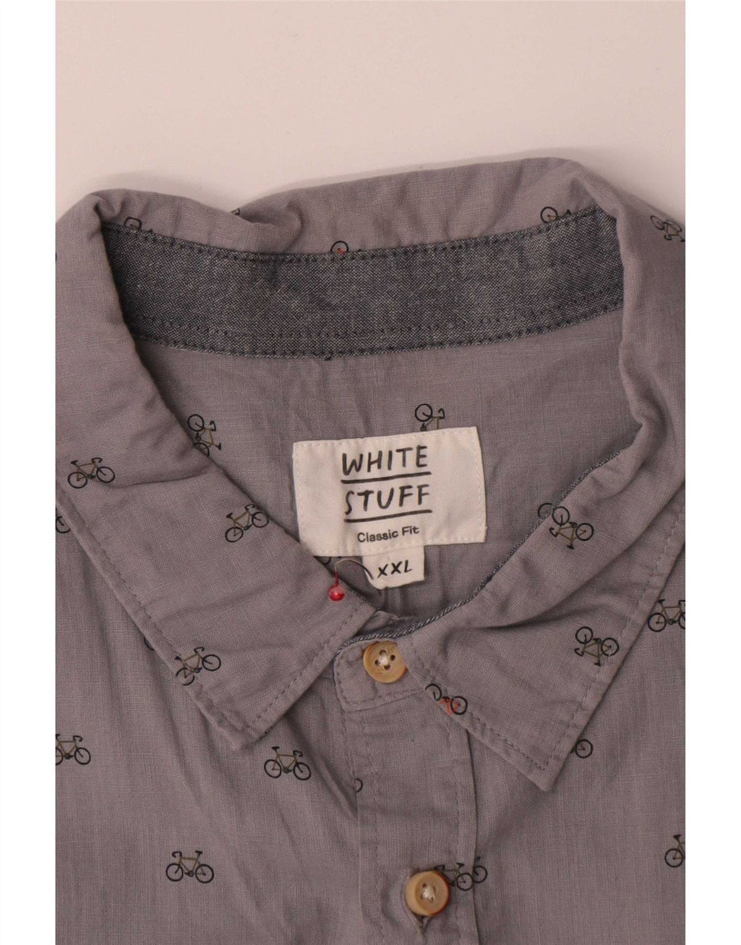 Camisa masculina clássica de ajuste branco 2XL algodão manchado cinza