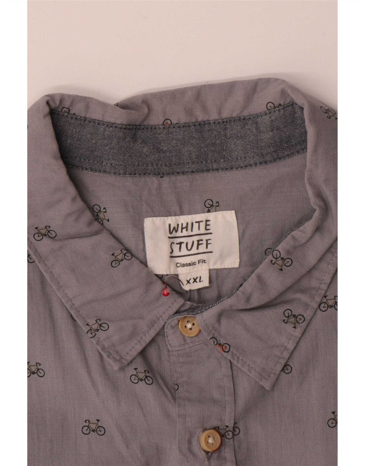 Camisa masculina clássica de ajuste branco 2XL algodão manchado cinza