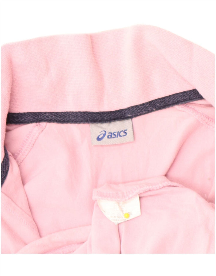 Asics Womens Tracksuit Top Jacket UK 12 Médio Algodão Rosa