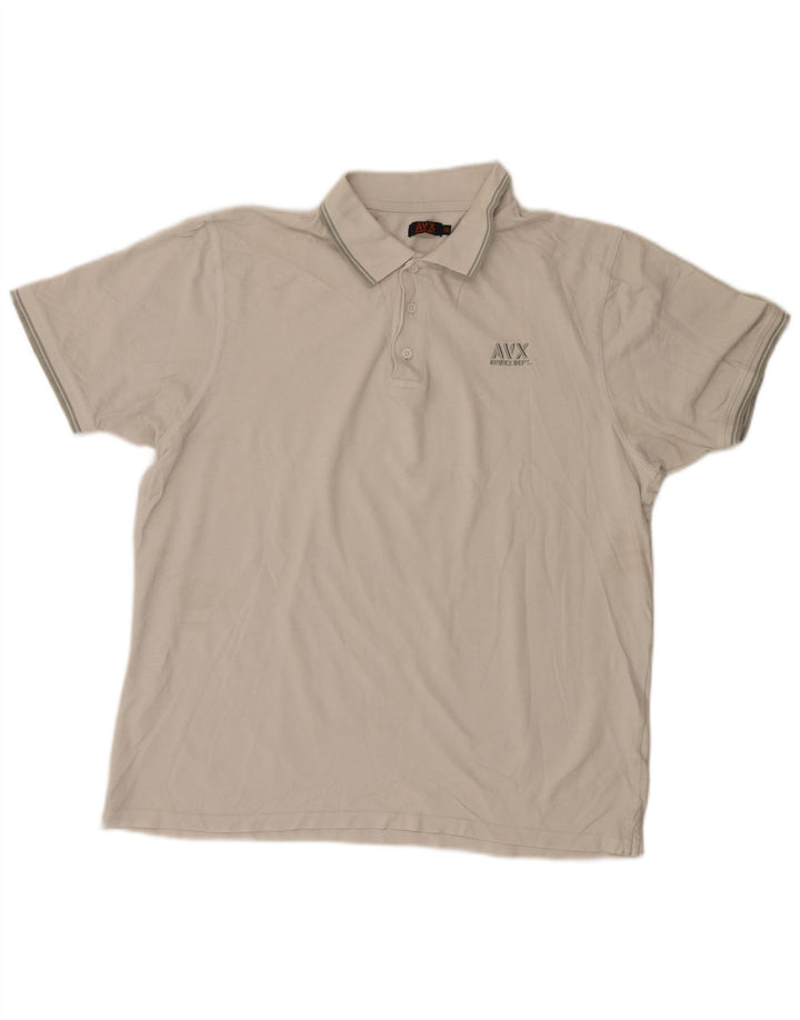 Camisa polo masculina Avirex 2XL algodão listrado branco