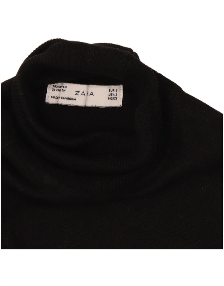 Zara Suéter feminino com gola redonda e gola redonda, preto pequeno