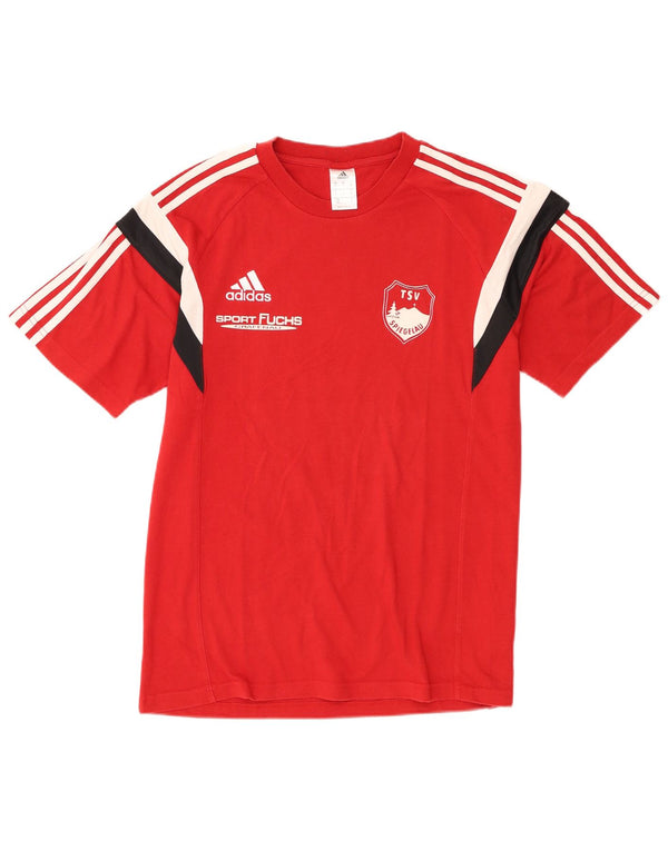 Adidas Mens Graphic T-Shirt Top Médio Vermelho Colorblock Algodão