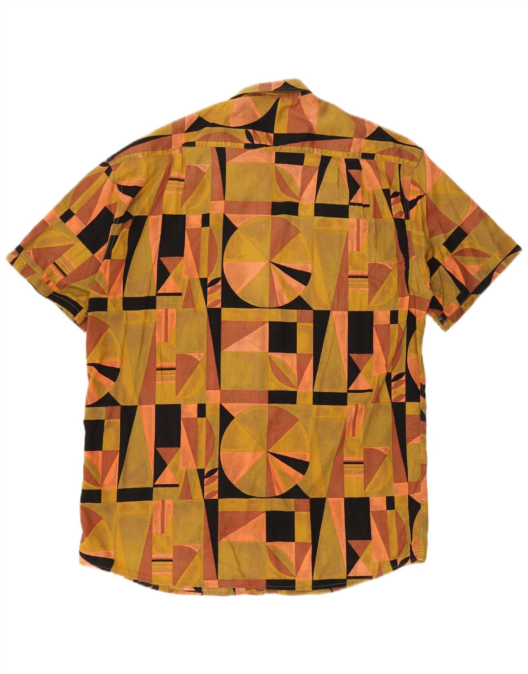RODRIGO Camisa masculina de manga curta tamanho 41/42 grande multicolorida geométrica