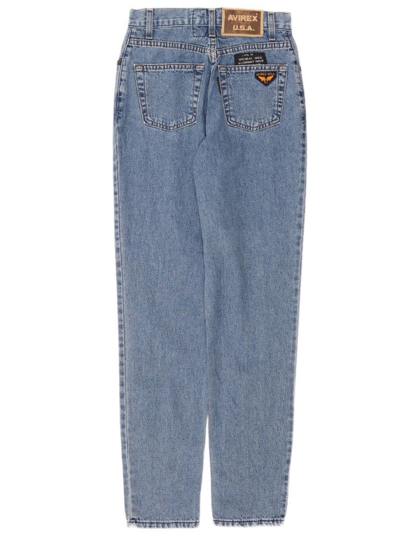 Calça jeans feminina slim de cintura alta Avirex W28 L30 algodão azul