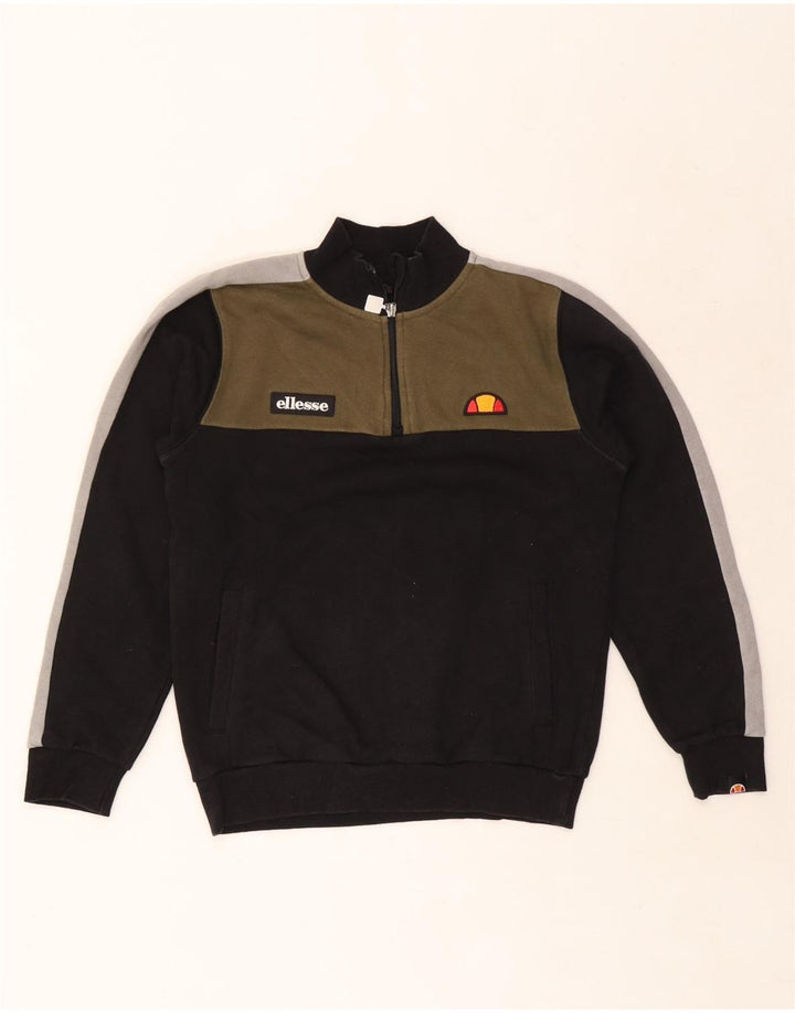 Suéter Ellesse Boys com zíper e gola 12-13 anos preto colorblock