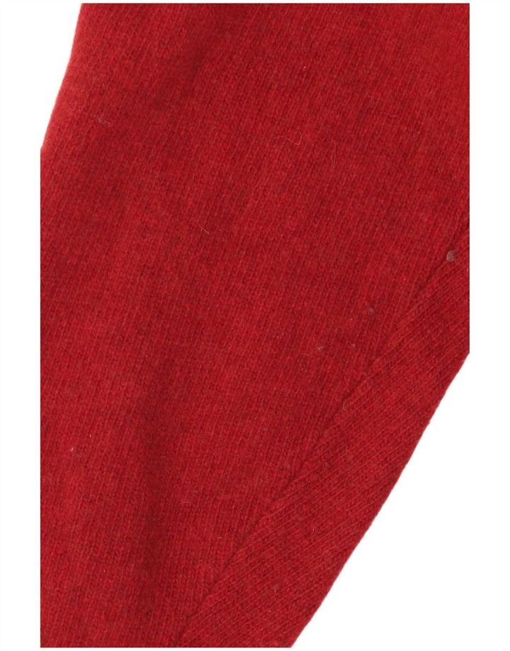 Suéter cardigã feminino oversized Benetton Reino Unido 14 lã listrada vermelha média