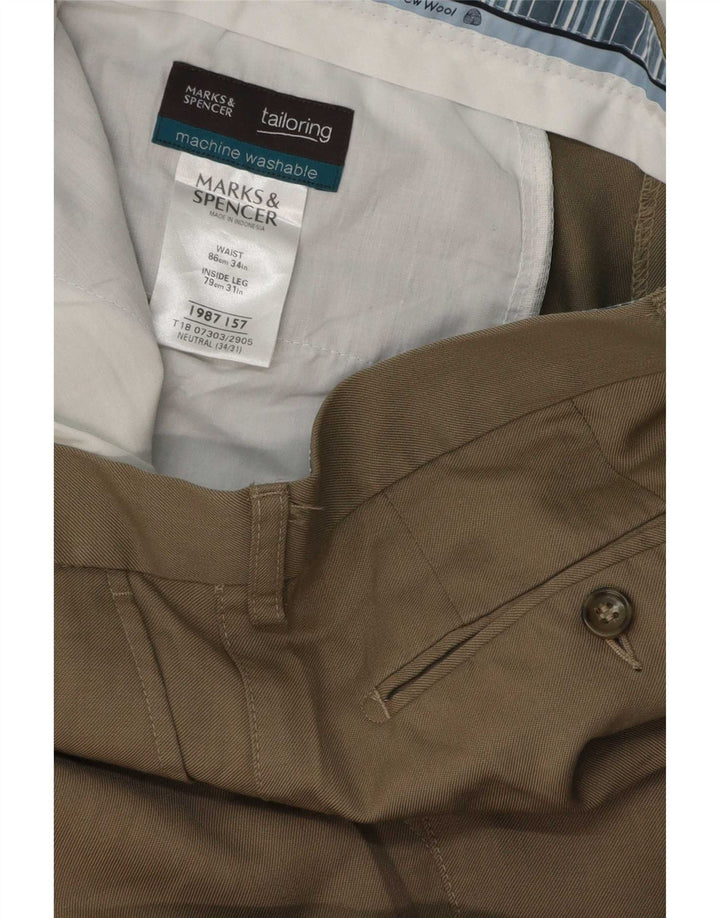 Calça masculina Marks & Spencer W34 L31 lã bege