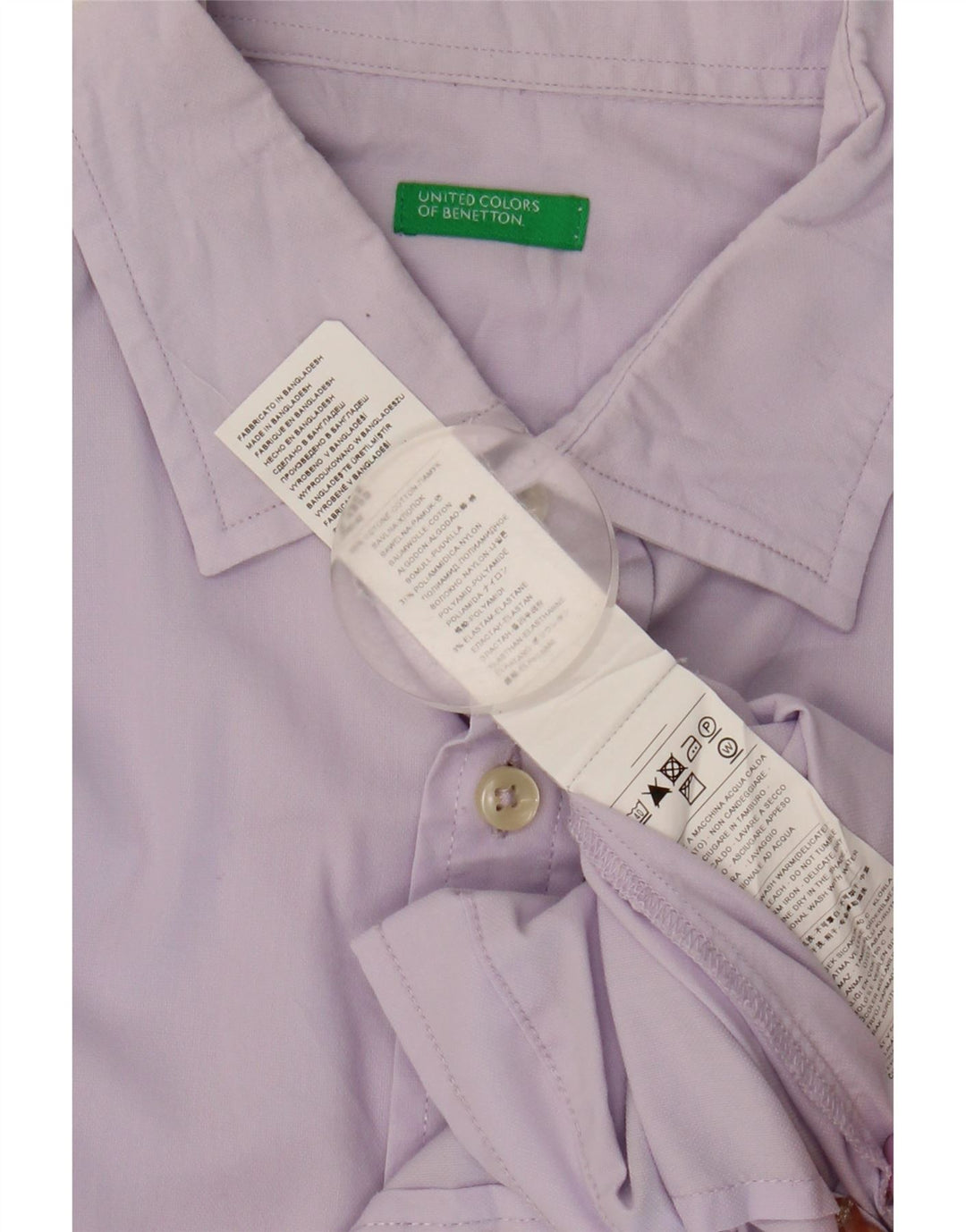 Camisa masculina Benetton de algodão roxo médio