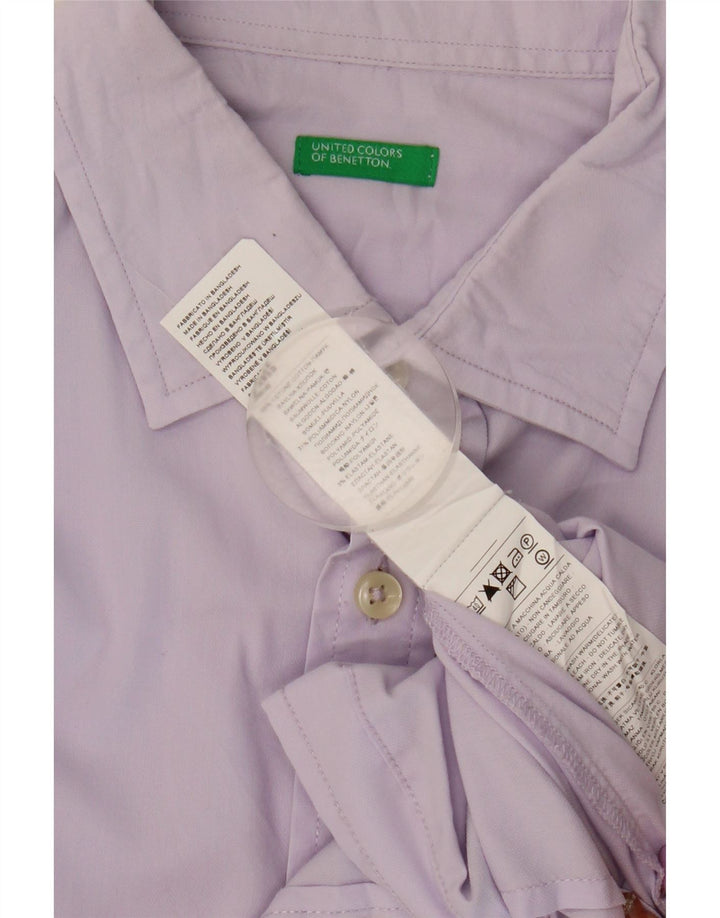 Camisa masculina Benetton de algodão roxo médio