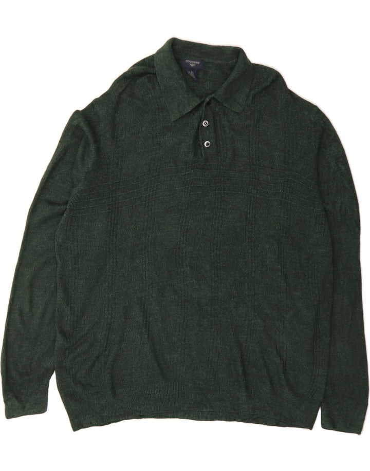 DOCKERS Mens Polo Neck Jumper Sweater XL Green Acrylic Vintage Dockers and Second-Hand Dockers from Messina Hembry 