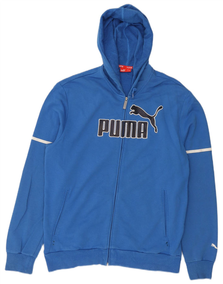 Suéter masculino Puma Graphic Zip com capuz grande algodão azul