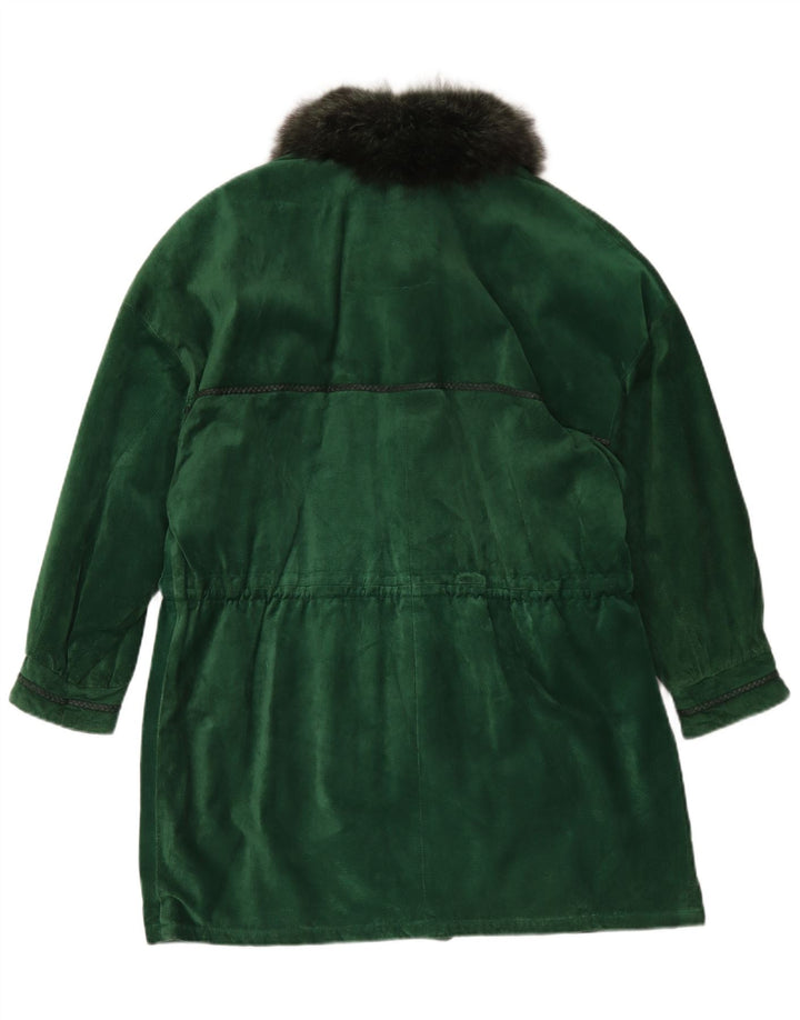 Sobretudo feminino de camurça oversized Vinci UK 18 XL verde