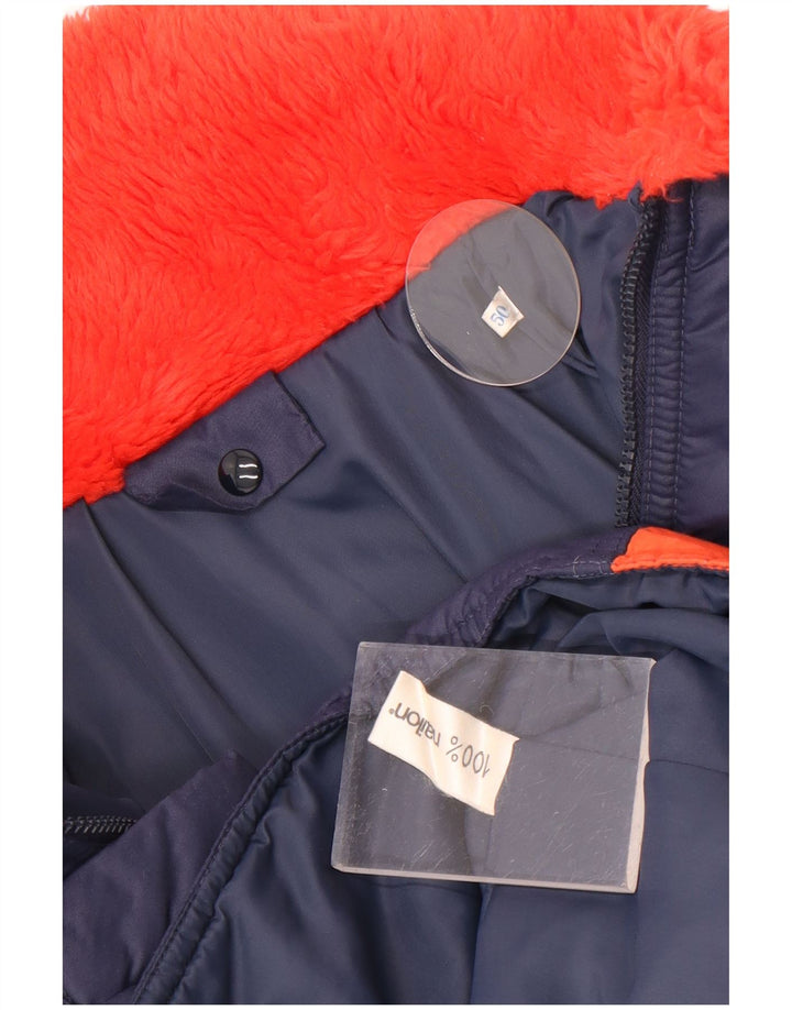 Jaqueta corta-vento feminina vintage IT 50 XL azul marinho Colourblock Nylon