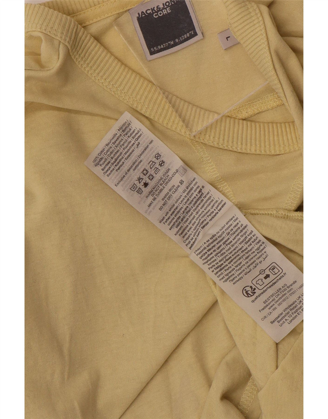 Camiseta masculina JACK & JONES grande algodão amarelo