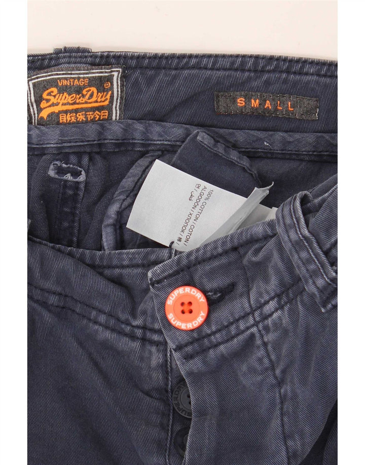 Superdry Mens Cargo Shorts Pequeno W29 Algodão Azul Marinho