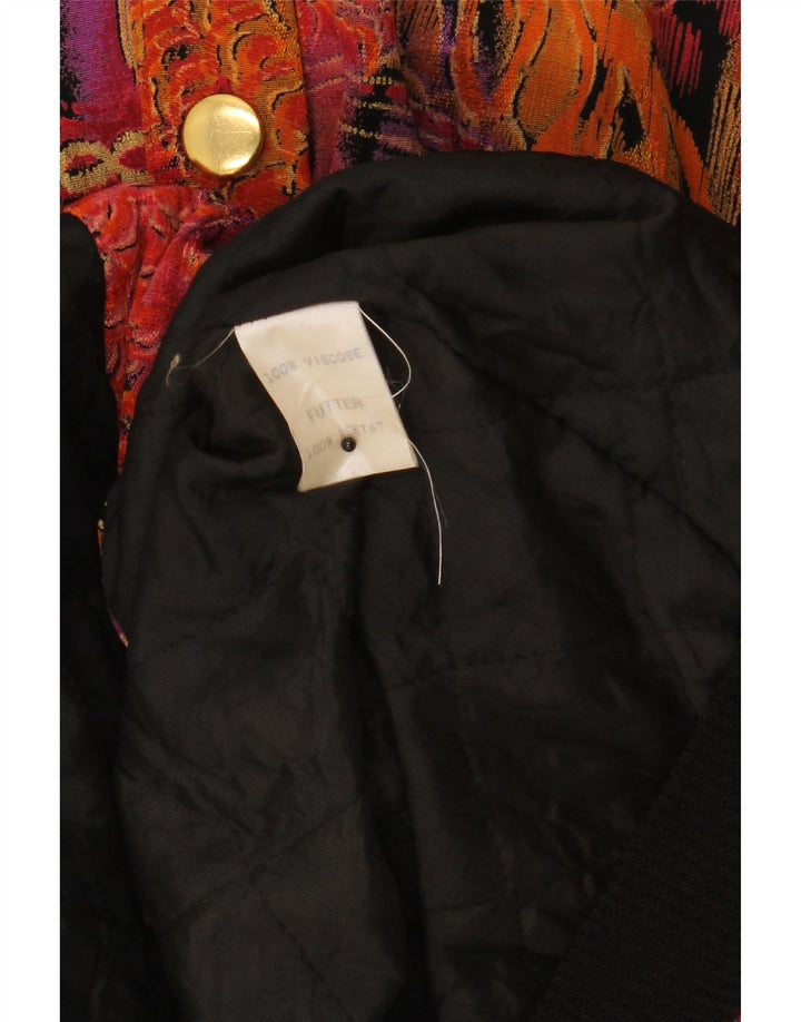 Jaqueta bomber vintage feminina com padrão abstrato UK 18 XL multicolorida