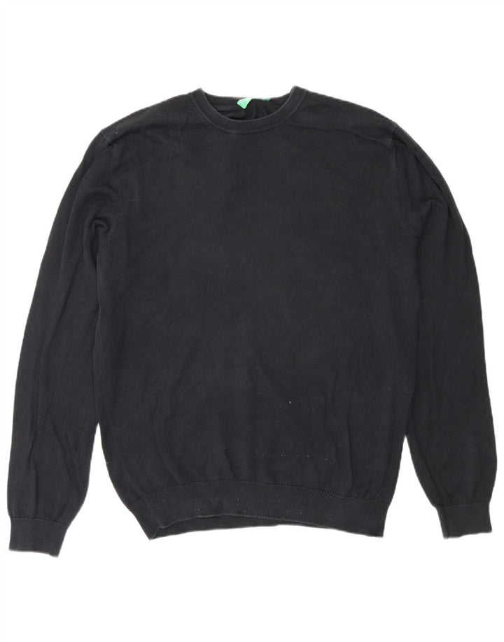 Suéter masculino Benetton com gola redonda, médio preto clássico