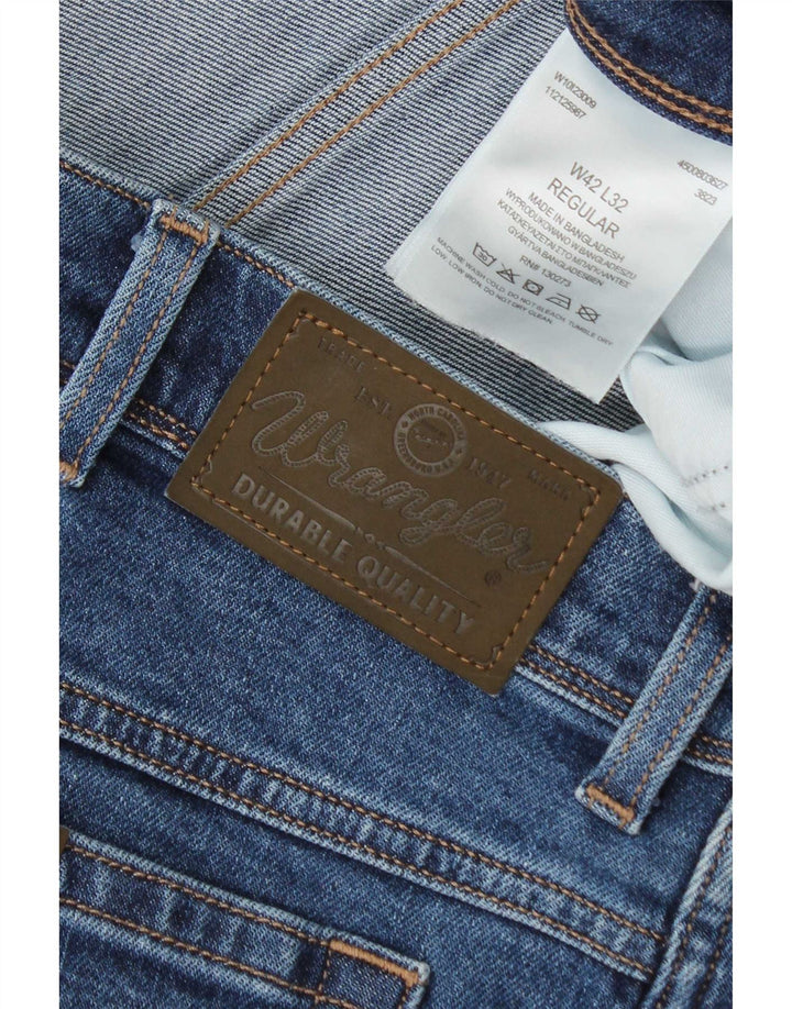 Wrangler Masculino Regular Straight Jeans W42 L32 Azul Algodão