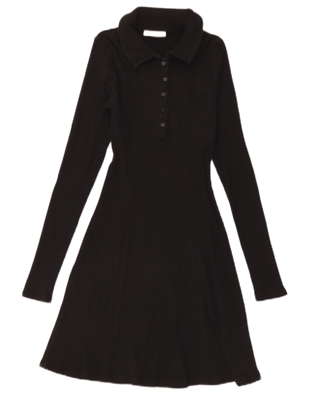 Vestido polo feminino de manga comprida Zara UK 12 médio preto