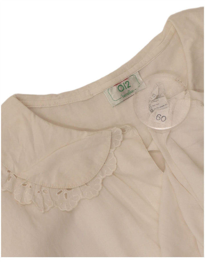 Blusa feminina Benetton UK 8 pequena algodão off white