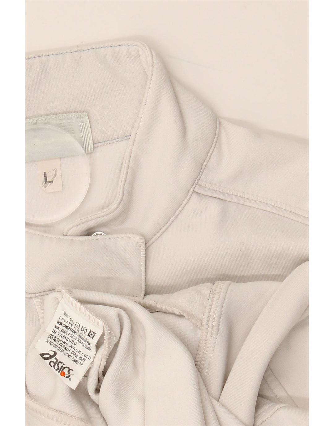 ASICS Womens Tracksuit Top Jacket UK 14 Grande Branco Poliamida