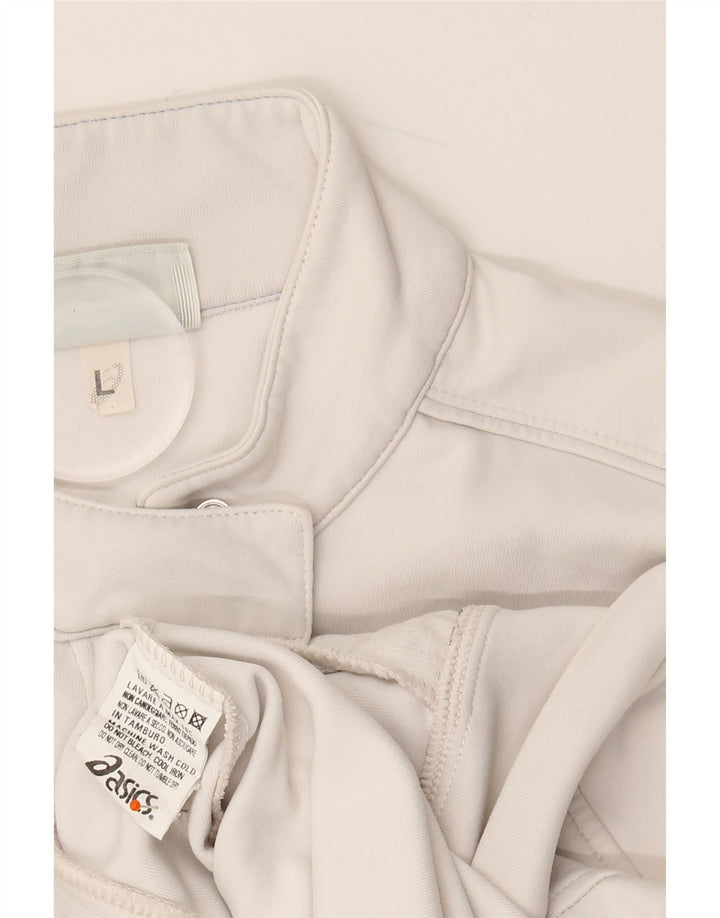ASICS Womens Tracksuit Top Jacket UK 14 Grande Branco Poliamida