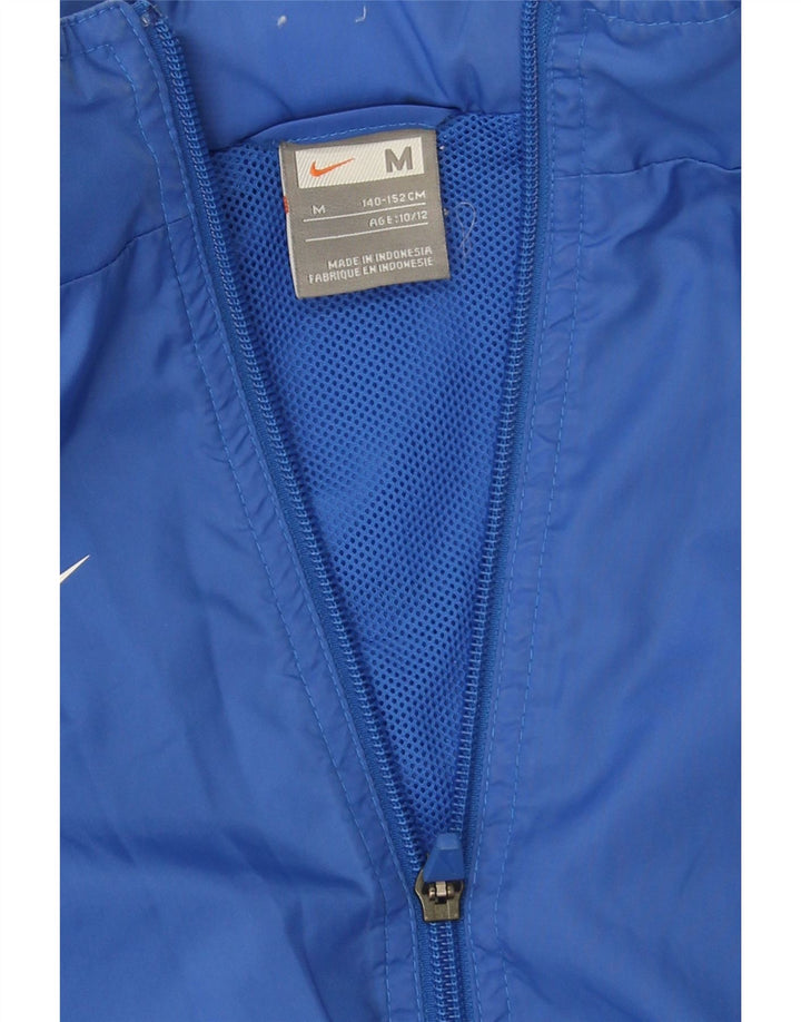Jaqueta de chuva com capuz Nike Boys 10-11 anos médio azul colorblock nylon