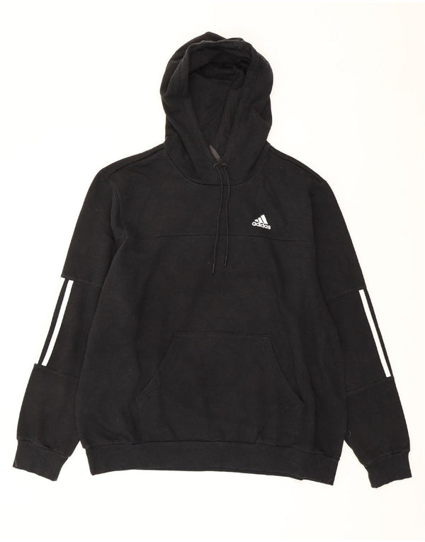 ADIDAS Womens Oversized Hoodie Jumper UK 16/18 Large Black Cotton
