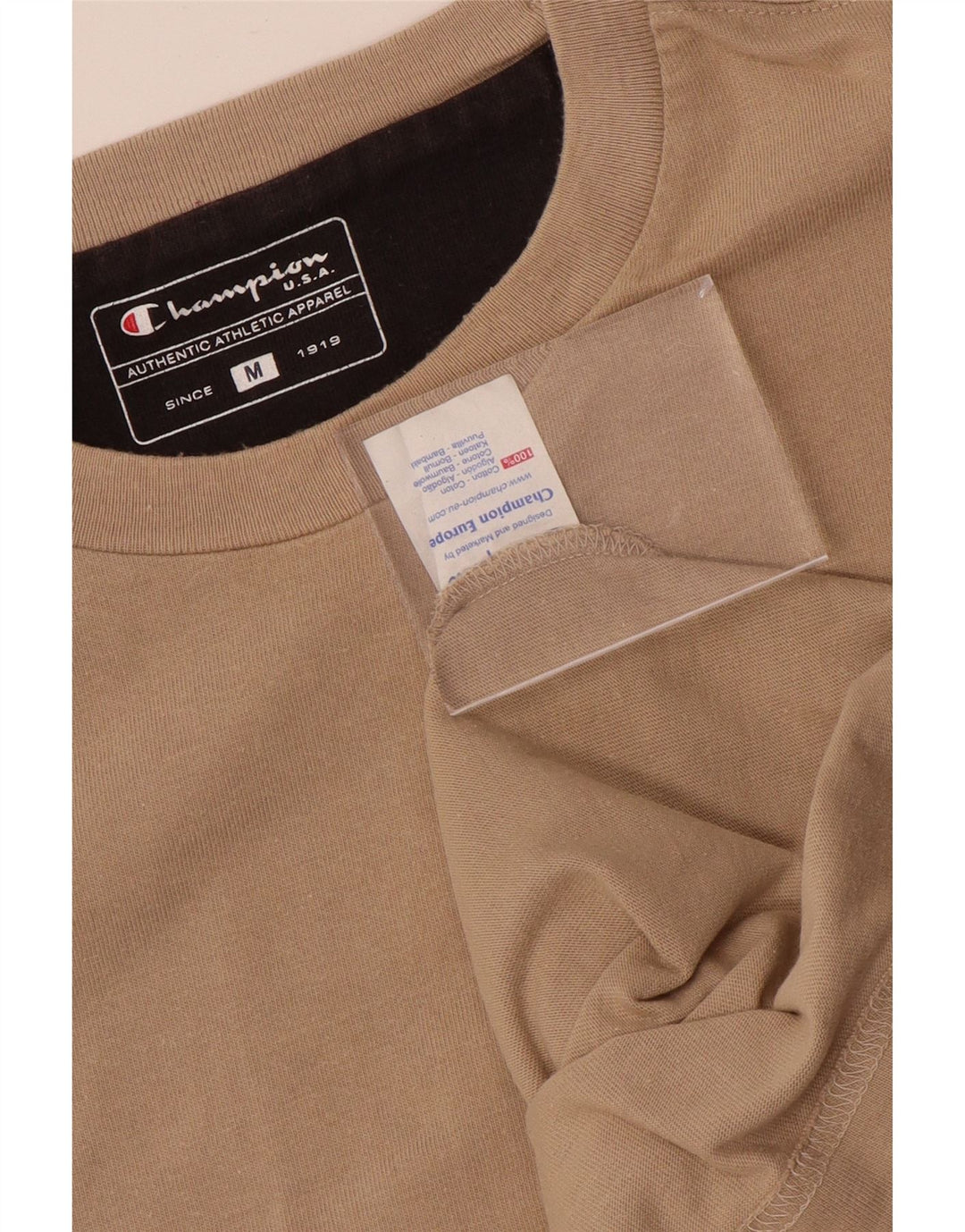 Camiseta masculina CHAMPION Top de algodão bege médio