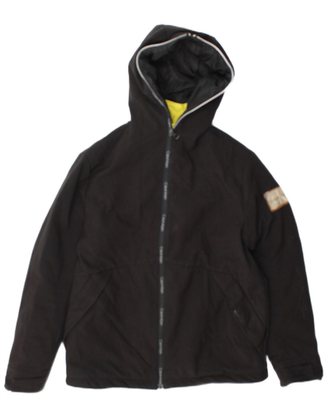Jaqueta acolchoada com capuz para meninos Calvin Klein Jeans 13-14 anos poliéster preto