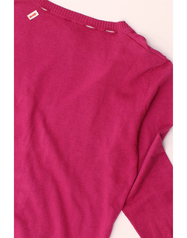 BENETTON Womens Crop Cardigan Sweater UK 10 Small Pink Cotton Vintage Benetton and Second-Hand Benetton from Messina Hembry 