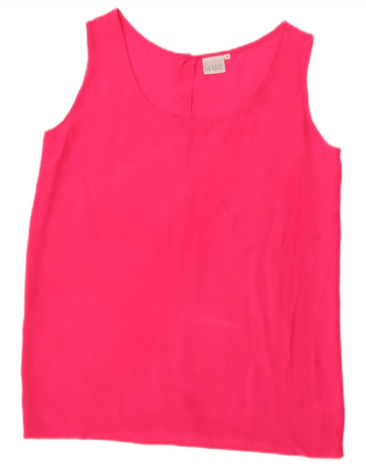 Blusa feminina sem mangas ANDREA MARE Reino Unido 10 seda rosa pequena