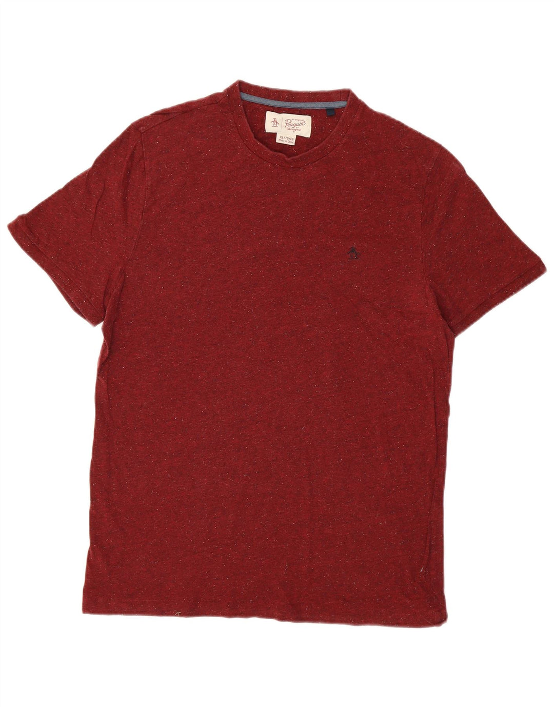 Camiseta masculina PENGUIN XL algodão manchado Borgonha