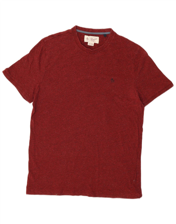 Camiseta masculina PENGUIN XL algodão manchado Borgonha