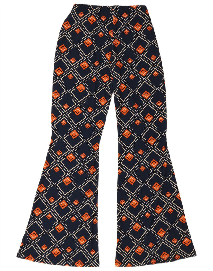 Calça flare feminina Zara médio W28 L32 azul marinho geométrico