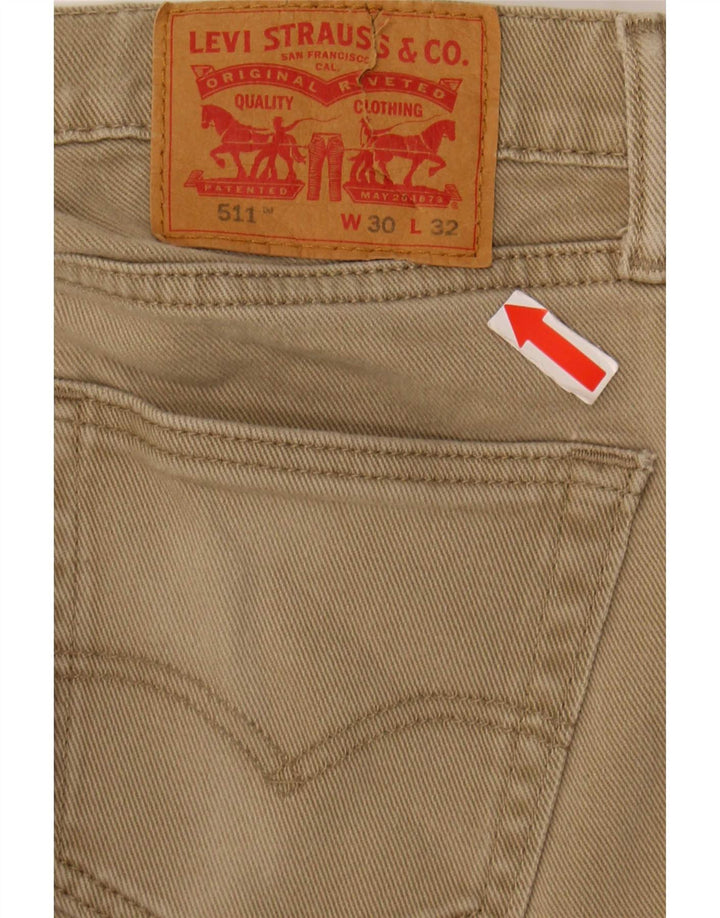 Levi's Mens 511 Slim Jeans W30 L32 Bege Algodão