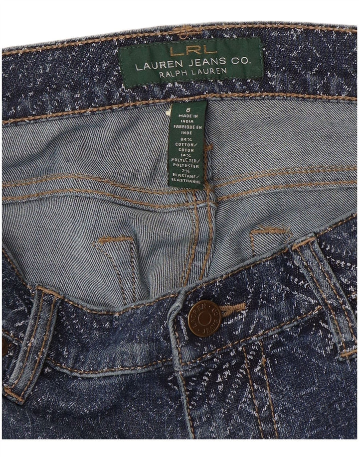 Ralph Lauren Jeans Slim Feminino US 8 Médio W32 L31 Azul Geométrico Algodão