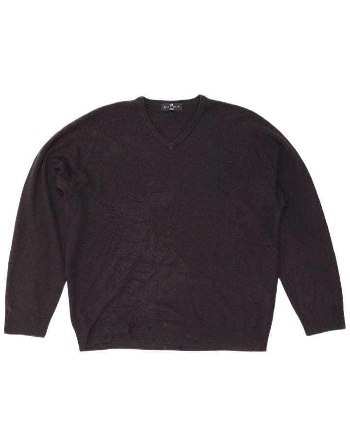 Suéter masculino Marks & Spencer Blue Harbor com decote em V grande azul marinho