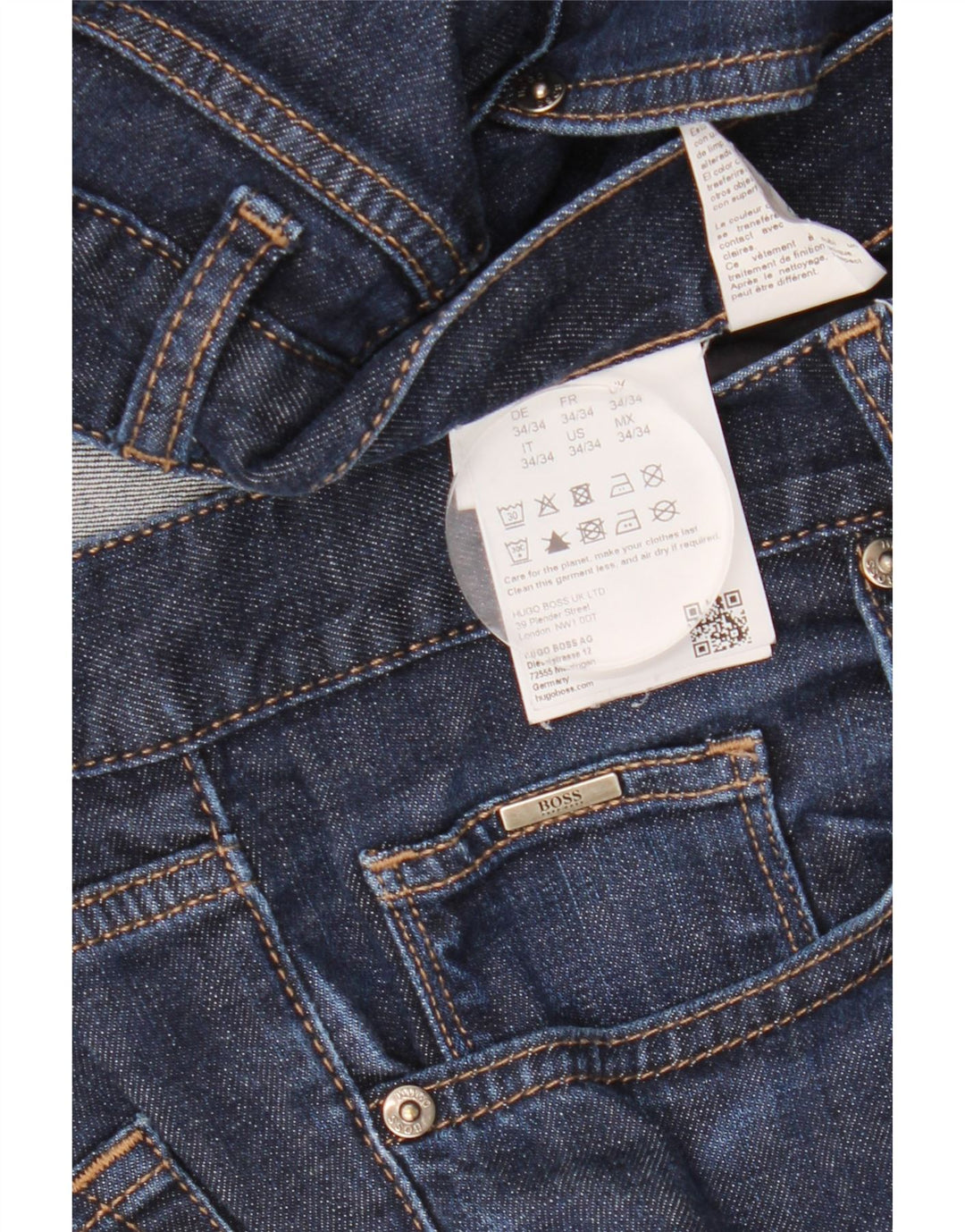 HUGO BOSS Mens Jeans Slim W34 L34 Azul Marinho Algodão