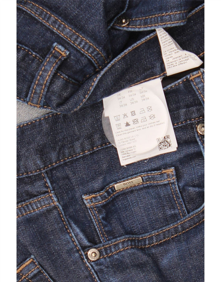 HUGO BOSS Mens Jeans Slim W34 L34 Azul Marinho Algodão