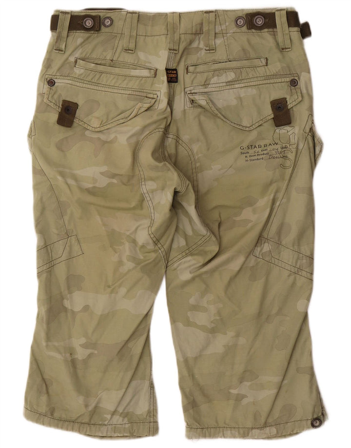 G-STAR Mens Cargo Bermuda Shorts Médio W34 Cáqui Camuflagem Algodão