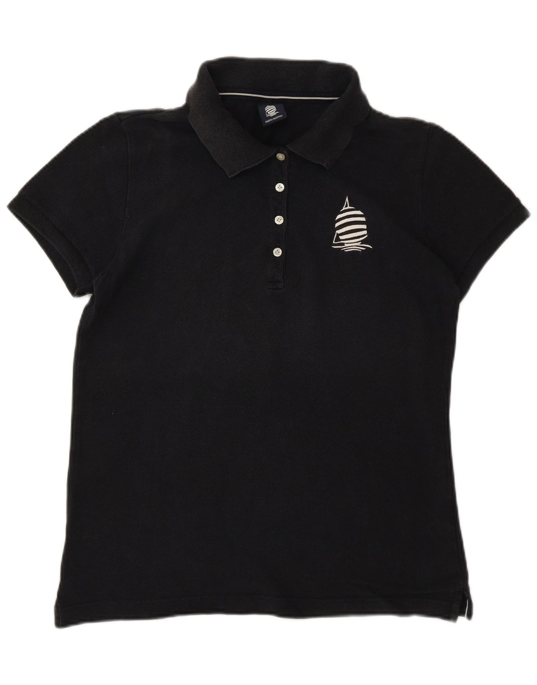 Camisa polo feminina MARINA YACHTING Reino Unido 14 grande algodão preto