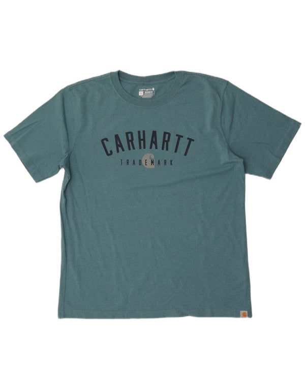 Camiseta masculina Carhartt com ajuste relaxado gráfico grande algodão verde