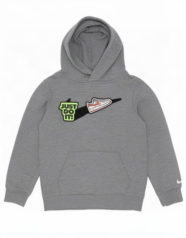 Jumper gráfico com capuz Nike Boys 6-7 anos grande algodão cinza