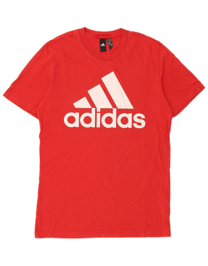 Adidas Mens Graphic T-Shirt Top Pequeno Algodão Vermelho