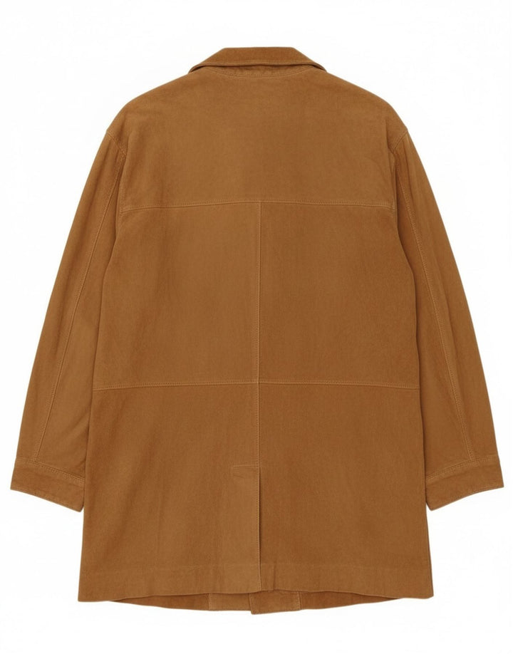 Sobretudo feminino vintage de camurça IT 42 couro bege médio
