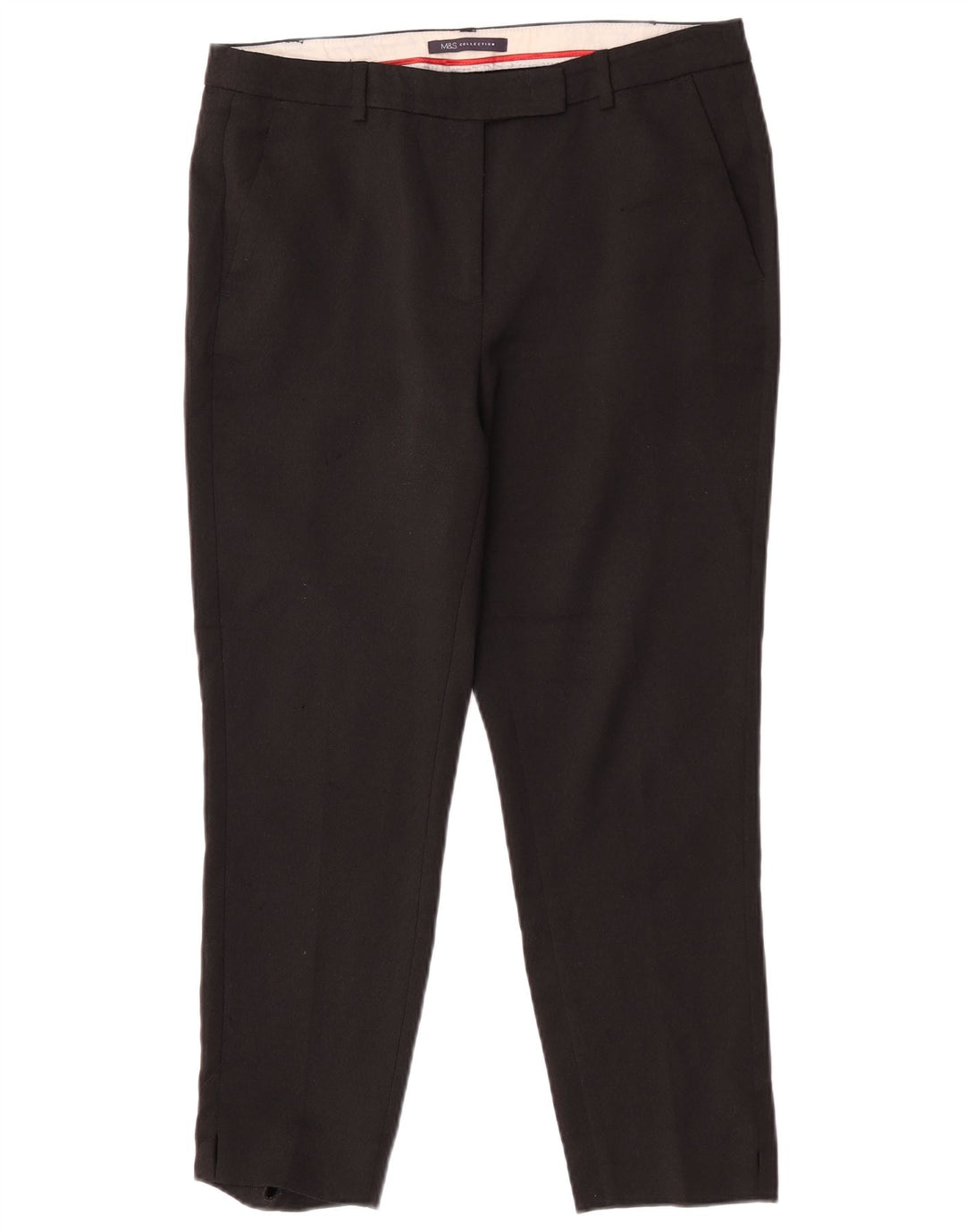 Calça feminina Marks & Spencer Slim Suit Reino Unido 12 Médio W32 L25 Preta