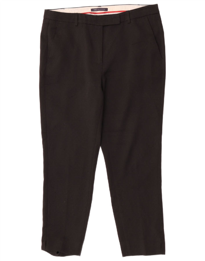 Calça feminina Marks & Spencer Slim Suit Reino Unido 12 Médio W32 L25 Preta